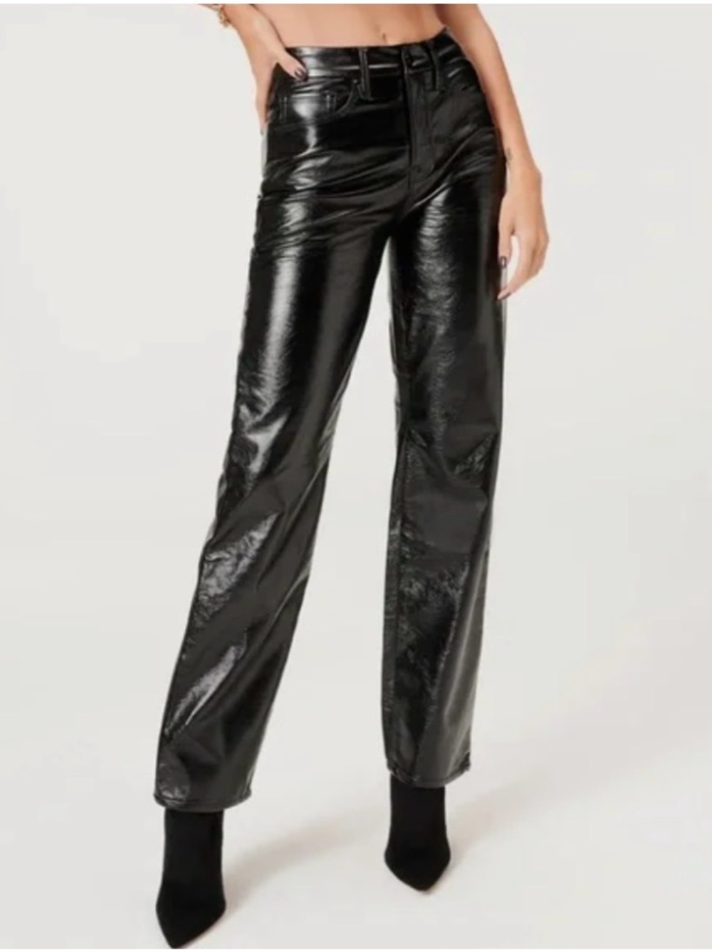 Good American Vinyl Straight-Leg Pants